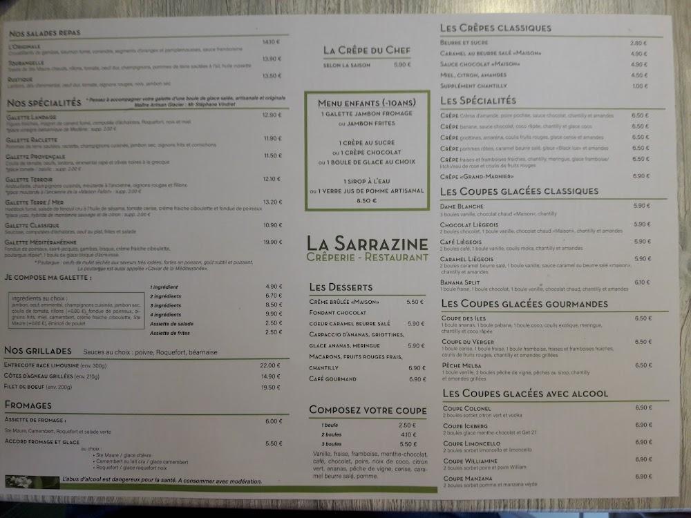 La Sarrazine - Menu Image 1